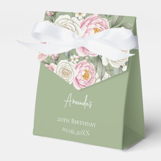 Florale gepersonaliseerde verjaardagsgeschenkdoos bedankdoosjes (Voorkant Zijde)