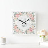Florale gepersonaliseerde wandklok Aquarel Bloem (Huis)