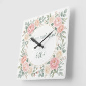 Florale gepersonaliseerde wandklok Aquarel Bloem (Hoek)