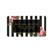  florale gestreepte adreslabel etiket (Voorkant)