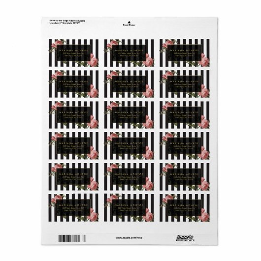 florale gestreepte adreslabel etiket (Full Sheet)