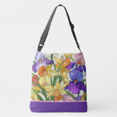  florale, geverfde irissen, op maat gesneden crossbody tas (Achterkant)