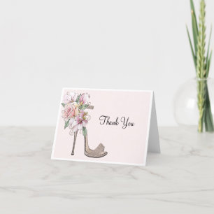 Florale Glam Stiletto Schoen Bedankkaart