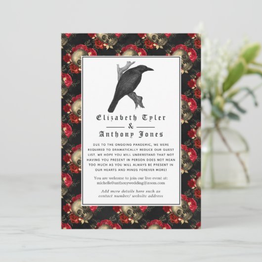 Florale gotische beknopte huwelijksgastenlijst aankondiging (Staand voorkant)