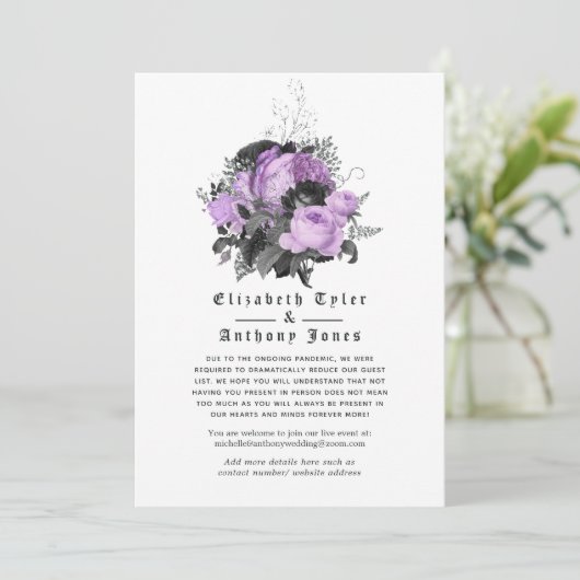 Florale Gotische Uitgeklede Huwelijksgastenlijst Aankondiging (Staand voorkant)