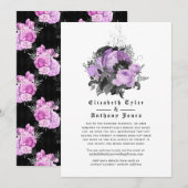 Florale Gotische Uitgeklede Huwelijksgastenlijst Aankondiging (Voorkant / Achterkant)