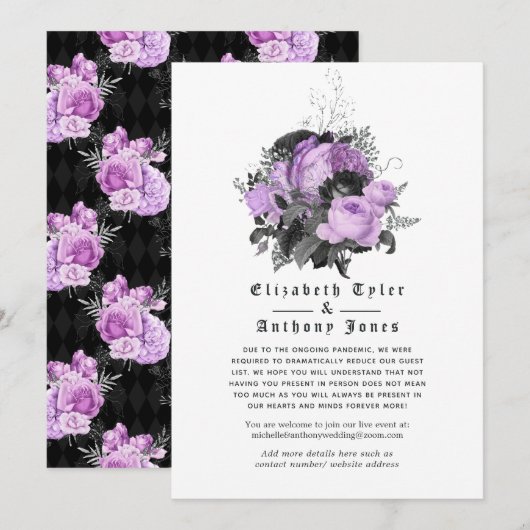 Florale Gotische Uitgeklede Huwelijksgastenlijst Aankondiging (Voorkant / Achterkant)