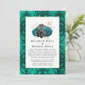 Florale gotische verkleinde huwelijksgastenlijst aankondiging (Staand voorkant)