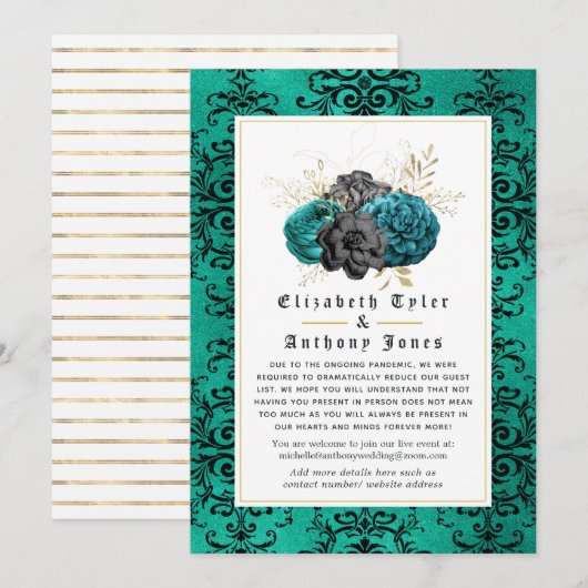 Florale gotische verkleinde huwelijksgastenlijst aankondiging (Voorkant / Achterkant)