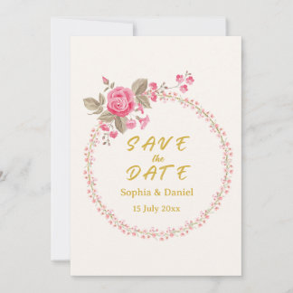 Florale goud save the date kaart