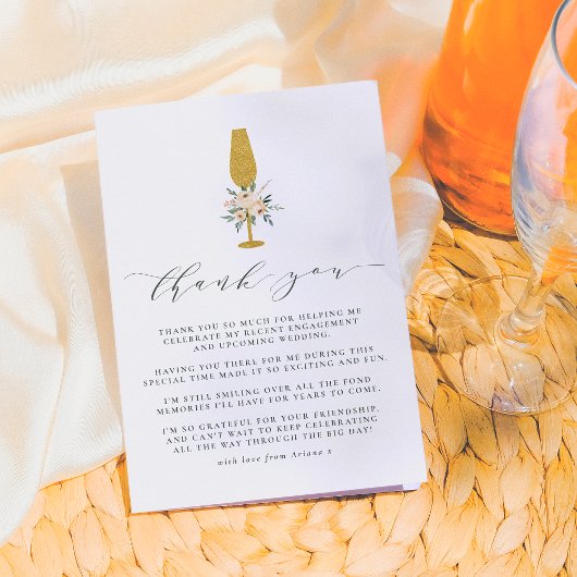 Florale Gouden Champagne Fluit Bedankt