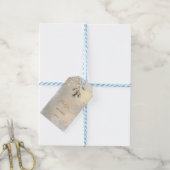 Florale gouden lijst champagneglas bruiloft cadeaulabel (Met Touw)