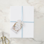 Florale gouden lijst champagneglas bruiloft cadeaulabel (Met Touw)