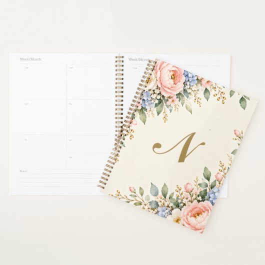 Florale Gouden Monogram Planner (Display)