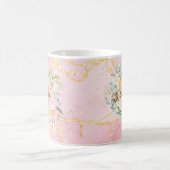 Florale Gouden Script Monogram Roze Geode Agaat Koffiemok (Center)
