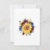 Florale grens tussen Sunflower Burgundy Navy Save The Date (Achterkant)