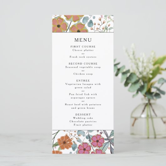 Florale grens van wilde bloemen Berichten menu (Staand voorkant)