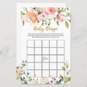 Florale Groene Baby Shower Bingo Game Papierblad (Voorkant / Achterkant)