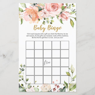 Florale Groene Baby Shower Bingo Game Papierblad