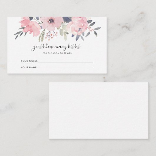 Florale Guess Kisses Bruiloftsfeest Informatiekaartje (Voorkant / Achterkant)