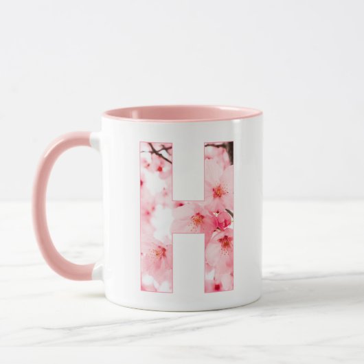 Florale H Beginbeker | Gepersonaliseerde naam & ei Mok (Links)