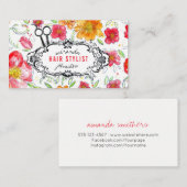 florale haarstylist haarstaartstrepen visitekaartje (Voorkant / Achterkant)