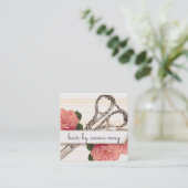 florale haarstylist roze haarstylist vierkante visitekaartje (Staand voorkant)