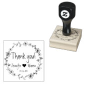 Florale handgetekende krans Bedankt gepersonalisee Rubberstempel (Gestempeld)
