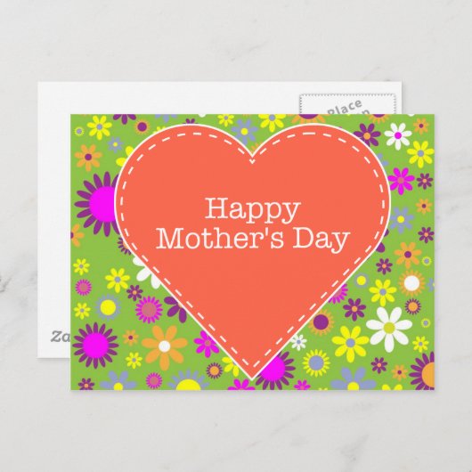  florale Happy Moederdag Briefkaart (Voorkant / Achterkant)