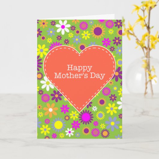  florale Happy Moederdag Kaart (Gele Bloem)