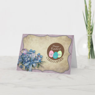  florale happy paaskleurige konijneneieren feestdagen kaart