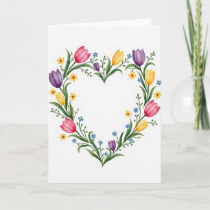 Florale Hart Bloemen Kaart