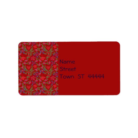 Florale harten | Rode Valentijnsdag Etiket (Voorkant)