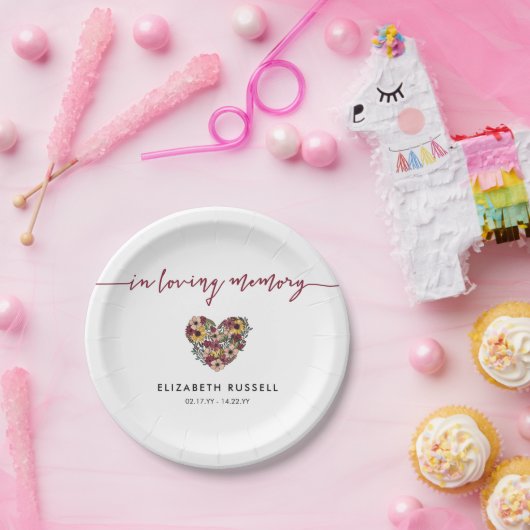 Florale hartslag in het liefhebben van herinnering papieren bordje (Feest)