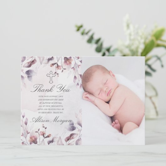 florale herfst floral baptisme bedankt voor je kaa kaart (Staand voorkant)