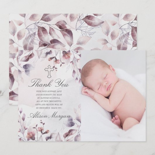 florale herfst floral baptisme bedankt voor je kaa kaart (Voorkant / Achterkant)