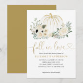 Florale herfst in love witte pompoen bruiloft fees kaart (Voorkant / Achterkant)