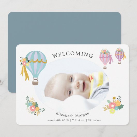 florale heteluchtballon - mededeling (Voorkant / Achterkant)