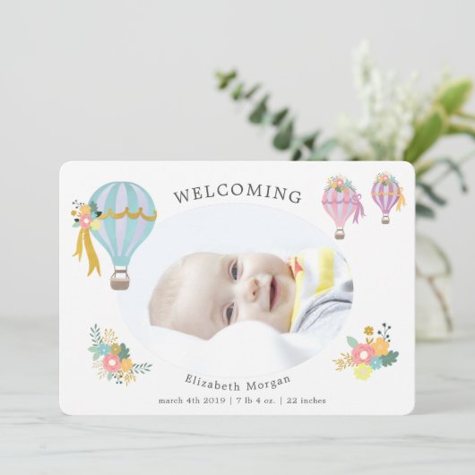 florale heteluchtballon - mededeling (Staand voorkant)