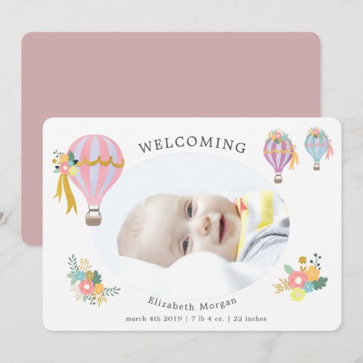 florale heteluchtballon - mededeling (Voorkant / Achterkant)