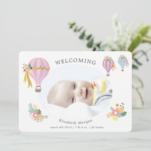 florale heteluchtballon - mededeling (Staand voorkant)