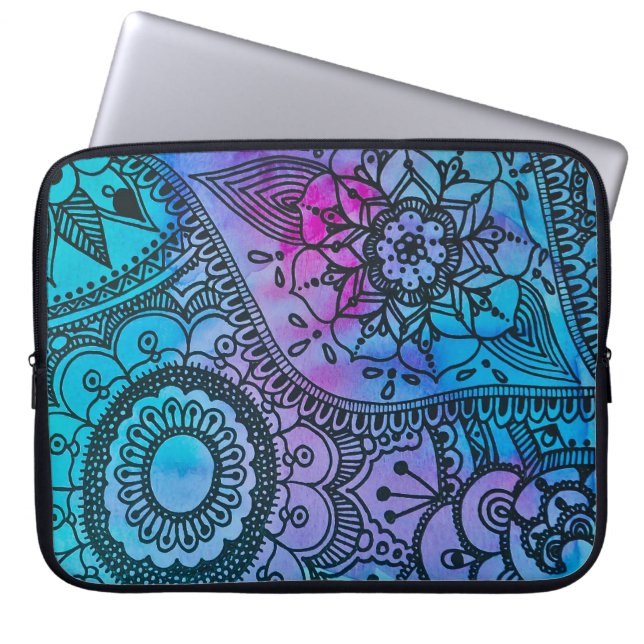 Florale hippie-printerhoes van Megaflora Laptop Sleeve (Voorkant)