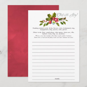 Florale Hulst Kerst Bruiloft Shower Spel Kaart