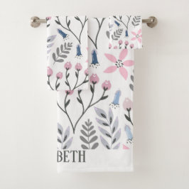 florale illustratie die botanisch valt bad handdoek