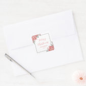 Florale Illustratie Prettig Kerstmis Maatwerk Vierkante Sticker (Envelop)