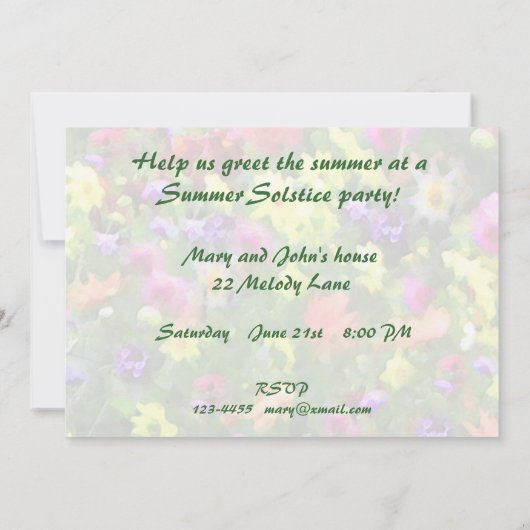 Florale indrukken Uitnodiging tot zomerzonde (Achterkant)