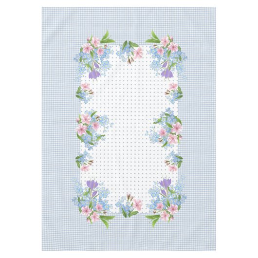 florale, ingecheckte &stippen tablecloth 60"x84" tafelkleed (Voorkant)