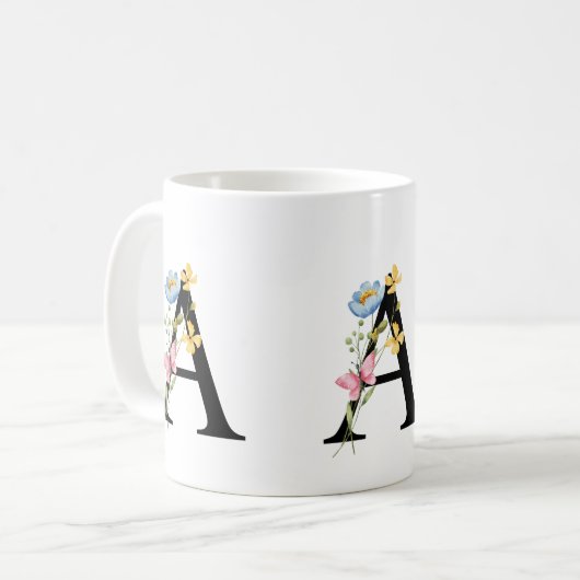 Florale Initiaal Monogram A Mok (Voorkant links)
