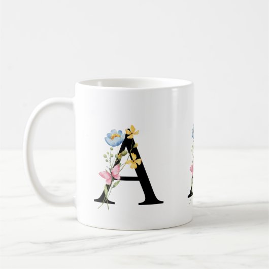 Florale Initiaal Monogram A Mok (Links)
