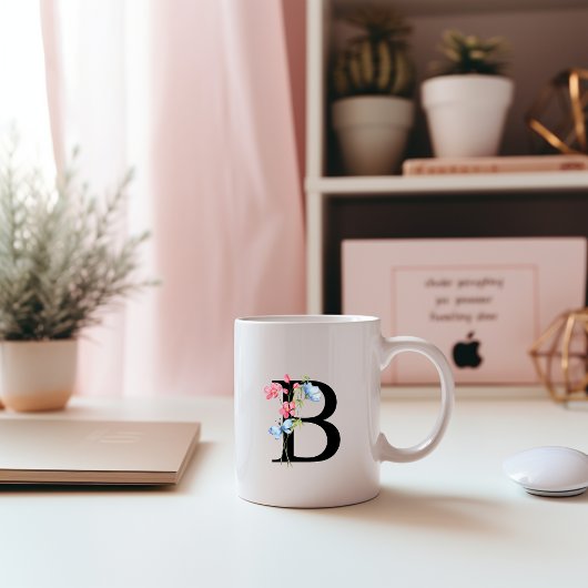 Florale Initiaal Monogram B Mok